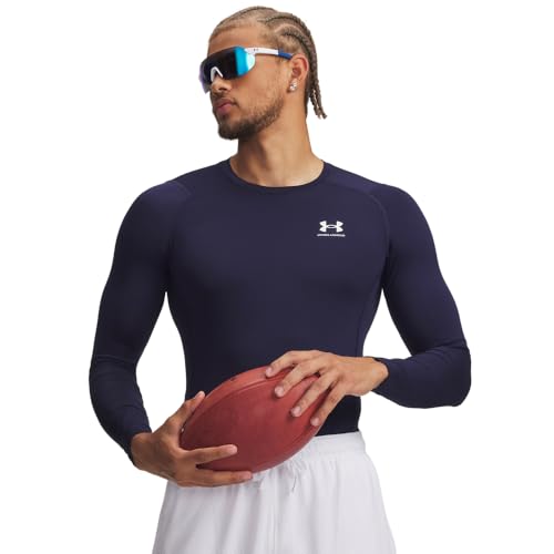 Under Armour Men's Armour HeatGear Compression Long-Sleeve T-Shirt , Midnight Navy (410)/White...