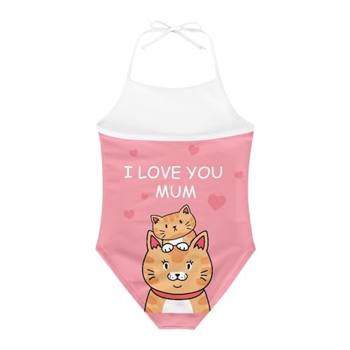 Image of Cute Backless One Piece Swimsuits for Girls Adjustable Halter Strap Bathing Suit Beach Swimwear for Girls