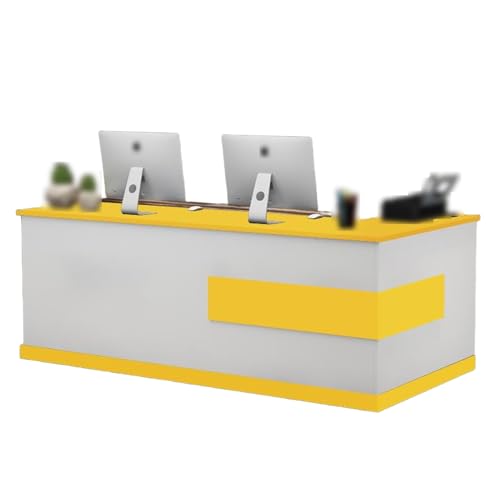 オフィスデスク、受付デスク、鍵付き引き出し、キーボードトレイ、大容量収納スペース、ホテル、商業オフィスに最適(Yellow,LEFT_200X60X80CM)