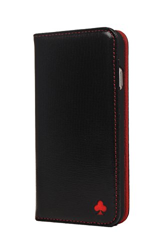 Porter Riley - Funda con Cartera para el HTC U11. Funda/Flip/Soporte en Cuero Genuino (Negro, Rojo)
