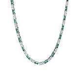 925 Solid Silver Emerald Tennis Chain Necklace for Women - Elegant Gemstone Wedding Jewelry Gift