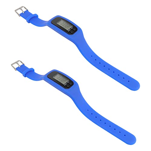 SKISUNO 2Piezas Electrónico Podómetro Hombres y Mujeres de Calorías y Distancia con Pantalla LCD Digital Deportivo Azul Consumo de Batería