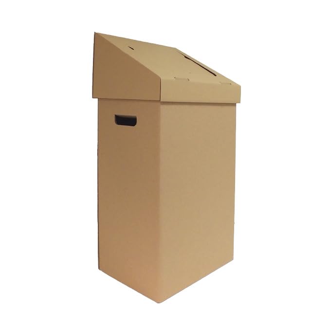 Pack 10 Papeleras de cartón 380x280x720mm. Automontable con asas + una tapa automontable troquelada. Canal Doble