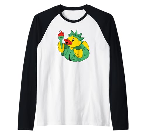 Rubber Duck Statue Of Liberty - Funny Raglan Baseball Tee