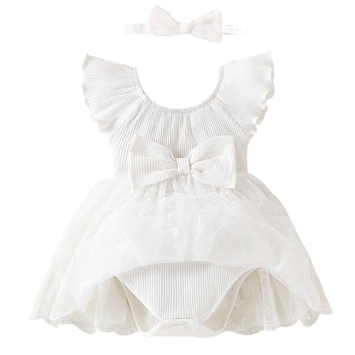 TENTIDE Baby Girl Romper Dress Ribbed Newborn Lace Boho Tutu