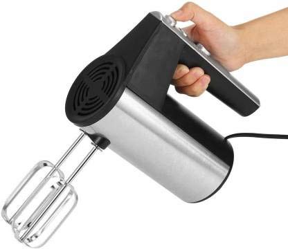 PUHBRHY 500W Electric Dough Hooks and Detachable Stainless-Steel Finish Beater and Whisker Hand Mixer with 5 Speed Control and Turbo Function, Silver.