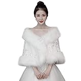 MULTIFUNCIONAL: este chal de novia es una pieza perfecta para cualquier ocasión especial, como el día frío de la boda / espectáculo de Navidad / sesión de boda vintage / noches formales / disfraces de juegos de rol y estilo pin up vintage.