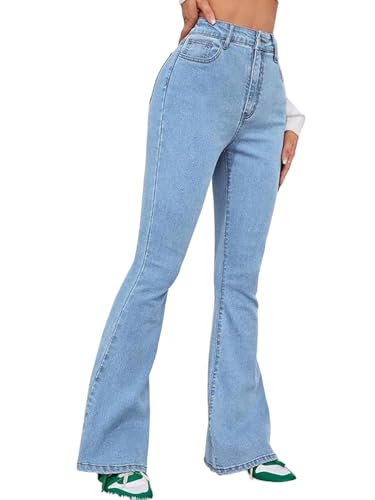Image of Vogaan Women's High Waist Jeans || Flared Bell Bottom Bootcut Pants || Wide Leg Denim - Perfect for Travel, Party & Everyday Use