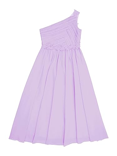 One Shoulder Junior Ruched Chiffon Bridesmaid Maxi Dress Flower Girl Dress for Wedding Party Gowns3