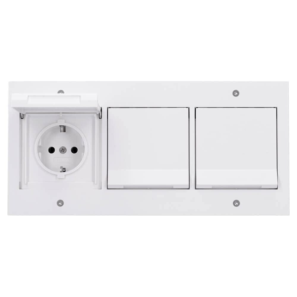 Gira TX 44 Reinweiß Komplett-Set 3x Steckdose 045466 3-fach Rahmen 021366 Feuchtraum IP44