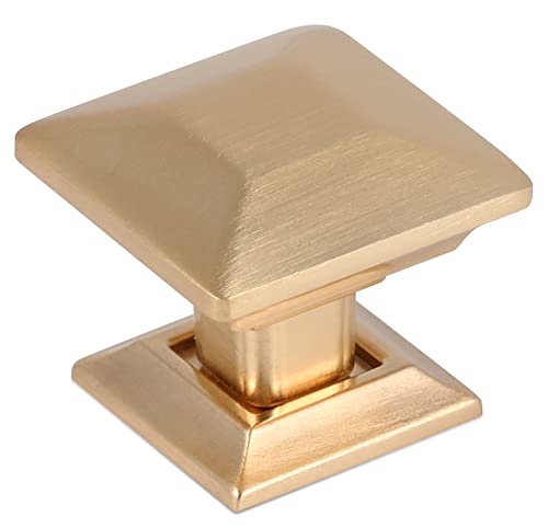Southern Hills 5pc Brushed Gold Knobs for Kitchen Cabinets and Drawers - Square Pulls for Dresser Drawers and Furniture - 5 Pack