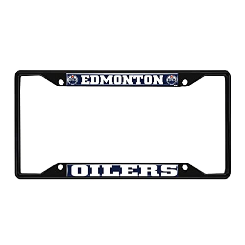 FANMATS 31382 Edmonton Oilers Metal License Plate Frame Black Finish