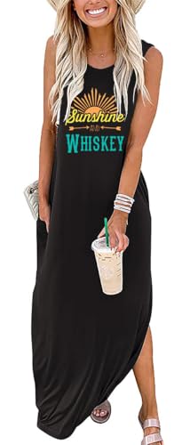 Image of Good Vibes Rainbow Graphic Dress Womens Sleeveless Pocket Maxi Dress Hawaiian Beach Beach Tank Dress
