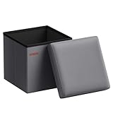 SONGMICS Sitzhocker 38 cm, Aufbewahrungsbox faltbar, Fußhocker mit Deckel, aus...
