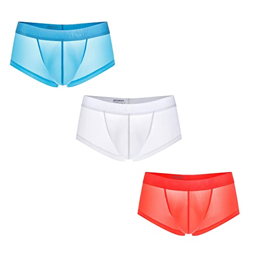 JOCKMAIL 3PCS/Pack Mens Boxer Briefs Mens Underwear Boxer Briefs Pack Mens Athletic Underwear Ice Silk Mens Boxers Underwear