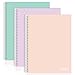 SUNEE A4 Notebook, Wirebound Notebooks, 80gsm Premium Paper, 100 Sheets / 200 Pages, 8mm Lined with Margin, 4-Hole Punched and Perforated Edge, Pack of 3 Notepads, Assorted Colours