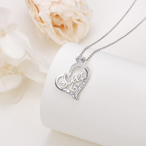 DAOCHONG 925 Sterling Silver 16 Birthday Gifts Love Heart Pendant Necklace for Daughter Sisters Friend Granddaughter4