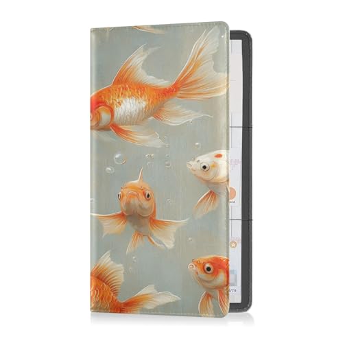 Premium Leather Car Registration and Insurance Card Holder Men Women Essential Wallet Case for Driver License, Cards & Essential Documents Funny Goldfish