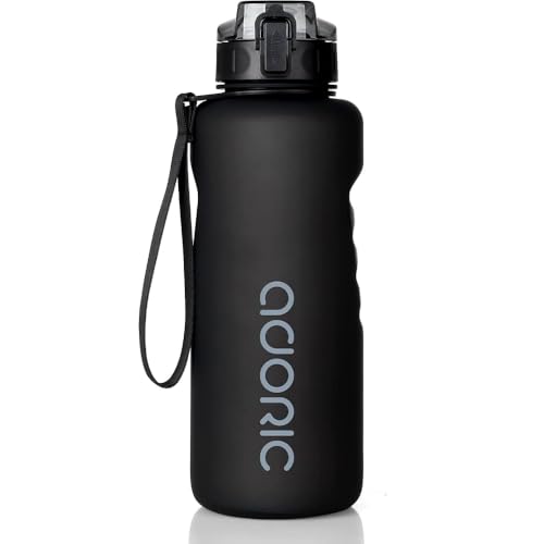 ADORIC Water Bottle 1.5L Leak Proof Drinks Bottle with Filter BPA Free Tritan Non-Toxic Plastic Sport Water Cup Flip Top for Work Gym Travel Sports