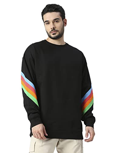 Image of Black Rainbow line Full Sleeved Sweatshirt.