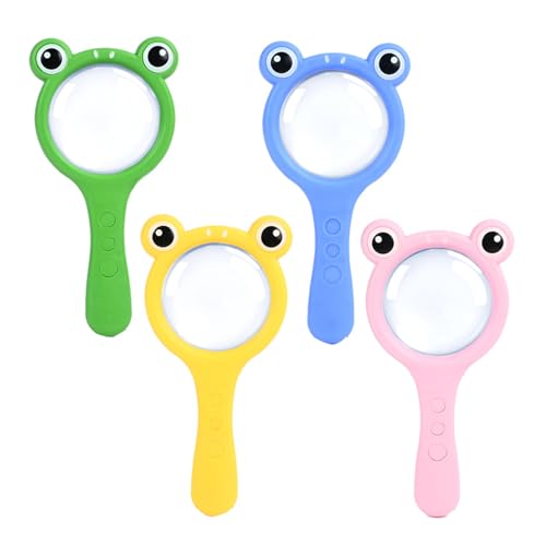 Kids Magnifying Glass Kids, 4X Colorful Portable Handheld Magnifying Glass Plastic Magnifying Glasses for Children Exploration Toys Magnifying Glasses for Hobbies Reading (4Pcs)