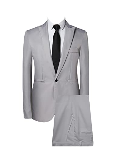 Costume deux pièces pour hommes avec col à revers en pointe et un bouton de marque Ulnomio