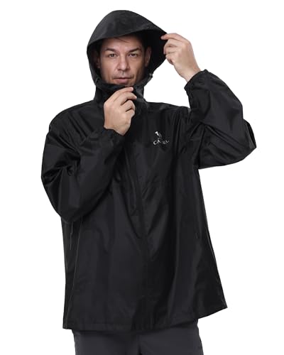 CAMEL CROWN Men's Rain Jacket Waterproof Lightweight Windproof Raincoat with Hood for Cycling Hiking Running Golf3