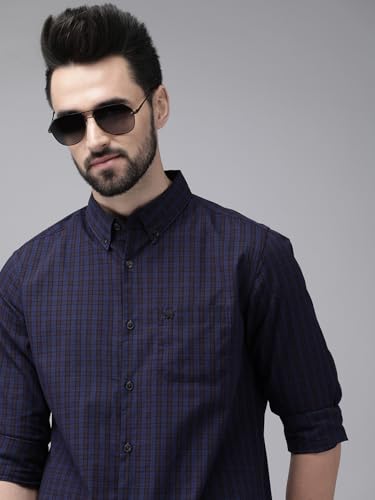 Image of THE BEAR HOUSE Men's's Checkered Button Down Casual Shirt | Blue | TBH-Acura-BL