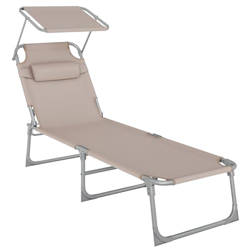 SONGMICS Bain de Soleil, Chaise Longue Pliable, 193 x 53 x 29 cm, Capacité de 150 kg, avec...