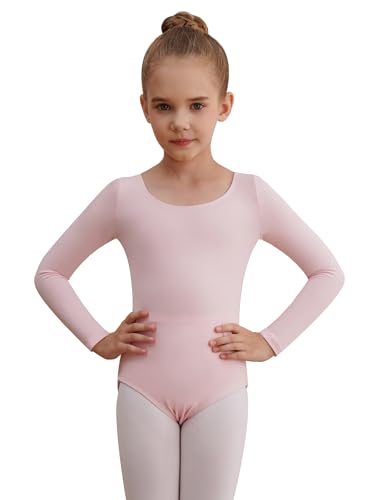 WEGETIT Long Sleeve Black Leotard for Girls Gymnastics Leotards Toddler Dance Ballet Bodysuit (Pink,2-4T)