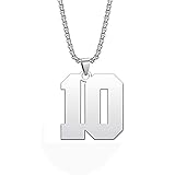 NanMuc Collar de números deportivos para hombres para niños, béisbol, fútbol, baloncesto, acero inoxidable, colgante de joyería personalizada, cadena de 3 mm, Metal, Metal,