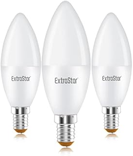 EXTRASTAR E14 LED Candle Light Bulbs, 6W SES Warm White 3000K Energy Saving Bulb, 42W Equivalent, Small Edison Screw C37 Light Bulb, 510LM, Non-Dimmable, Pack of 3