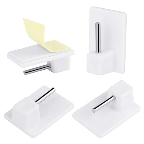 LIHAO Lot de 30 Crochets Adhésifs pour Tringle à Rideaux - 2.8 x 1.9 x 1.1 cm - Blanc