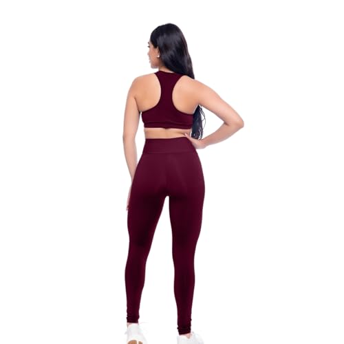 Conjunto Fitness Feminino, Top com Bojo Removível e Calça Legging Hot Pants, Poliamida Premium, Azul