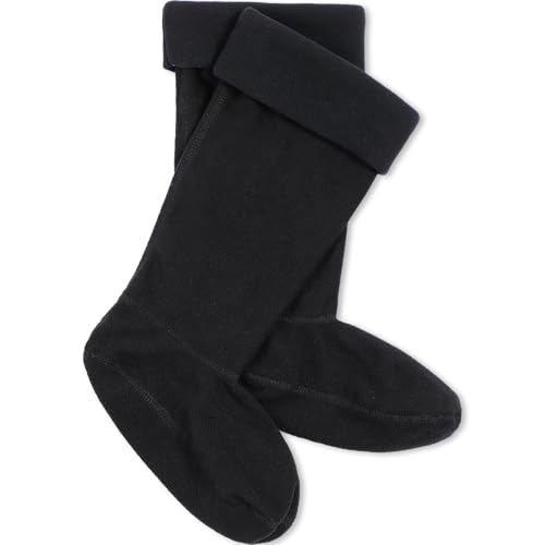 Syhood Women's Warm Fleece Socks for Rain Boots & Hiking - Thermal Boot Liners (Black)