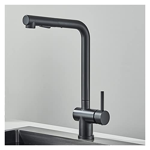 Robinet de cuisine double jet mitigeur rotatif en acier inoxydable