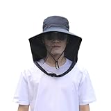 [ハベリィ] ネックシェード 虫除け ハット 帽子 無地 アウトドア 蚊よけ ヘッド ネット 男女兼用 防虫 インセクト ガード シールド 頭 顔 虫対策 メッシュ カバー ヘッドネット メンズ レディース ユニセックス 草刈り クサカリ 養蜂 蜂 ハチ 対策 (JP, アルファベット, Free Size, ブラック)