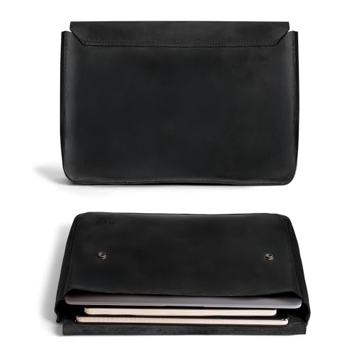 Image of Hide & Drink, Vintage Folder Document Holder, File Case, A5 Binder, Envelope Portfolio, Full Grain Leather, Handmade, Charcoal Black
