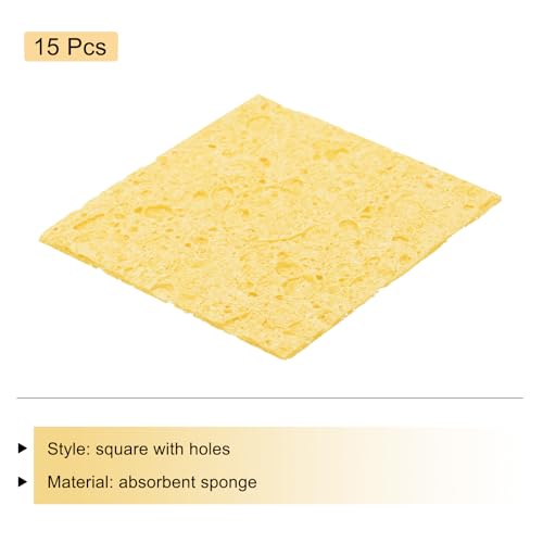 Image of MECCANIXITY 15PCS Soldering Sponge 60 x 60mm Square with Holes Deep Cleaning Pad Welding Tip Iron Replacement for Cleaning Soldering Iron 1mm Natural Thickness 6mm Water Absorption Thickness