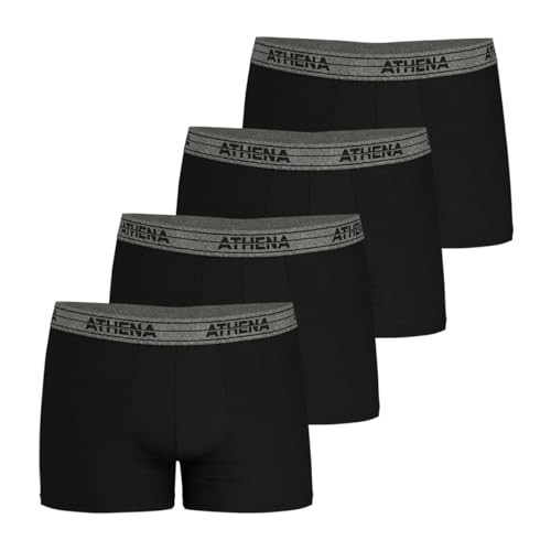 Athena - Lot de 4 Boxers Homme Ecopack Noir/Noir/Noir/Noir XL