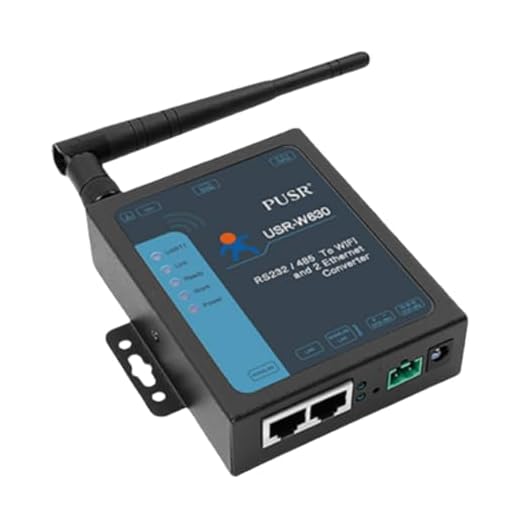 PUSR USR-W630 Industrial Serial RS232/RS485 to WiFi and Ethernet Server to Serial RS232 RS485 Wi-Fi Converter Unterstützt Dual RJ45 Ethernet Ports Modbus RTU to Modbus TCP mit DC Adapter
