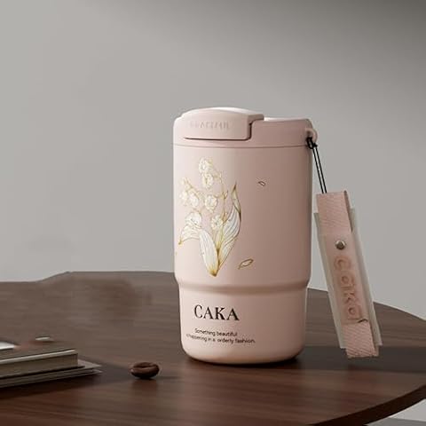 YISONHO Coffee Mug 13oz Insulated Coffee with Digital Display Leakproof Lid for Hot and Cold Double-Wall Vacuum Stainless Steel Reusable Coffee Cup for Men and Women for Hot & Cold Drinks (PINK) Cover