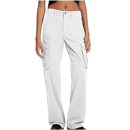 High Waist Baggy Parachute Cargo Pants Women Stretchy Relaxed Fit Straight Wide Leg Y2K Teen Girls Fashion Jeans Pants