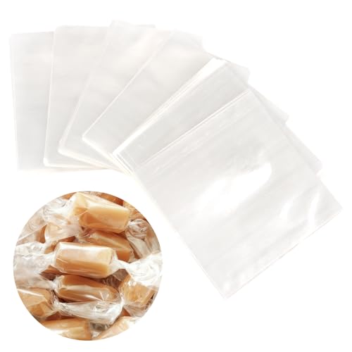FOIMAS 600pcs Clear Candy Wrappers, 5 x 5inches Cellophane Candy Wrappers Wrapping Papers for Christmas Caramels Chocolate Nougat Lollipops Treats and Candy