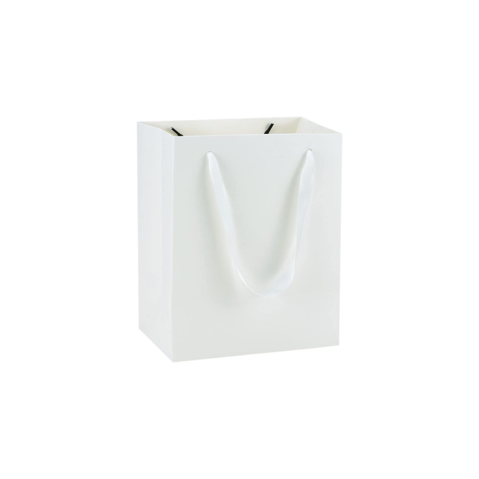 HUAPRINT 30 Pack White Medium Paper Bags with Handles - 8x5x10 inch Gift Wrap Bag for Retail,Party Favor,Merchandise,Business,Shopping,Wedding