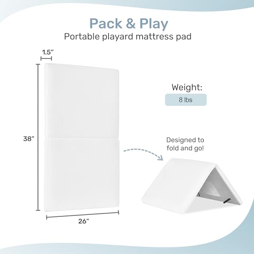 Image of Dream On Me Mattress Pad, Ideal Fit for 38 inch x 26 inch Playard, JPMA & Greenguard Gold Certified, White