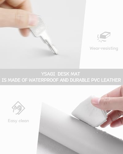 Image of YSAGi Non-Slip Desk Mat, Waterproof Large Mouse Pad 120x60 cm White | Protects From Scratches, Stains, Spills, Ultra-Thin for Precise Mouse & Writing, Easy-Clean for Office, Home, Decor