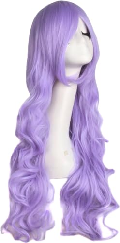 Colorfulpanda 32inch 80cm Long Wavy Curly Full Hair Purple Cosplay Wig for Women Ladies Harajuku Anime Style Halloween Costume Party or Daily Use - Image 3