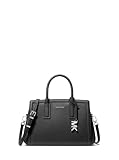 Michael Kors Laila Small Satchel, Silver-Tone Hardware/Embossed Goat Leather/Black