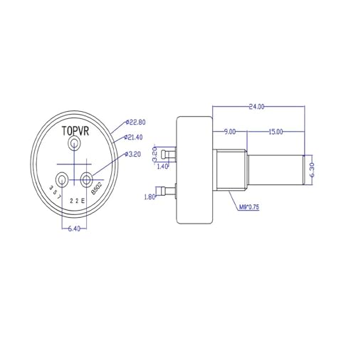 Potentiomètre TOPVR rotation à 360 degrés fluide et sans butée